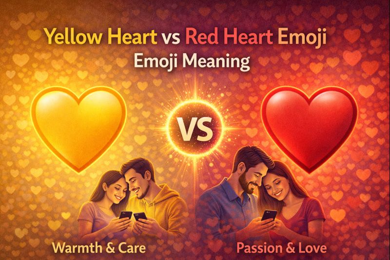 yellow heart vs red heart emoji meaning comparison illustration
