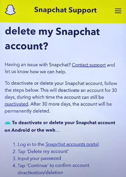2 delete snapchat account