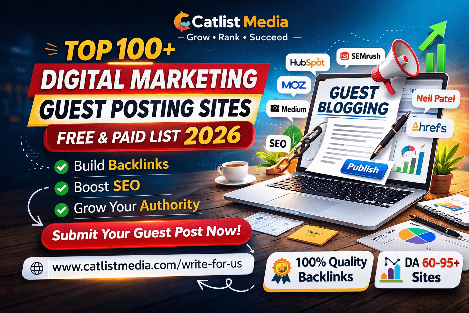 Top 100+ Digital Marketing Guest Posting Sites (Free & Paid List 2026)