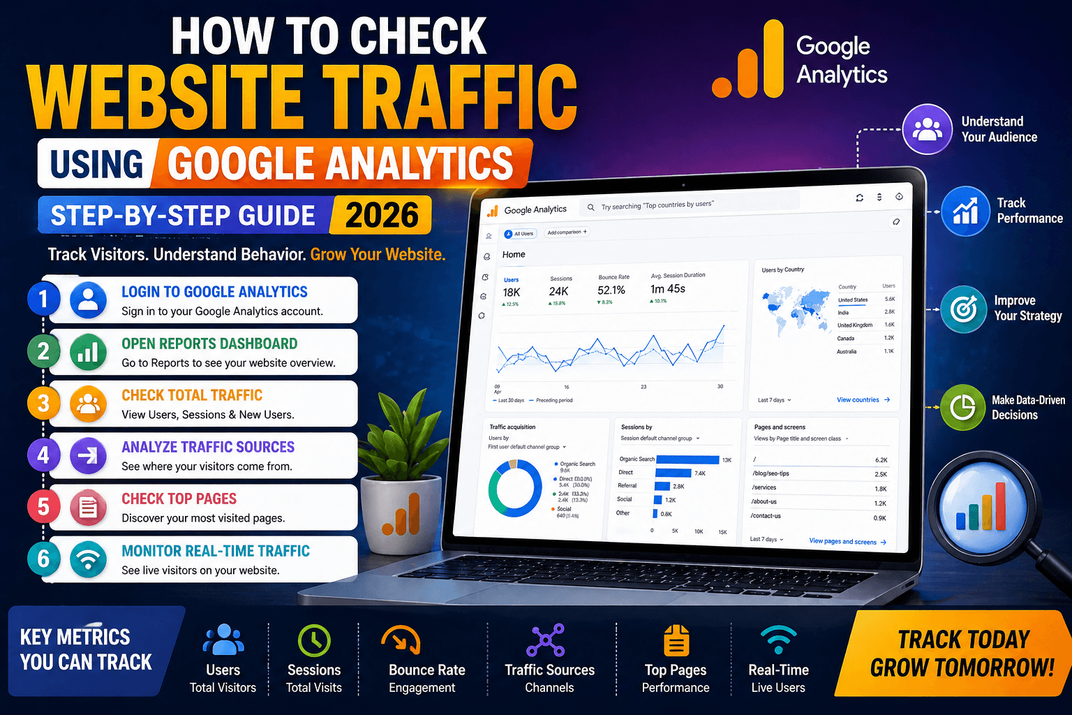 How to Check Website Traffic Using Google Analytics (Step-by-Step Guide 2026)